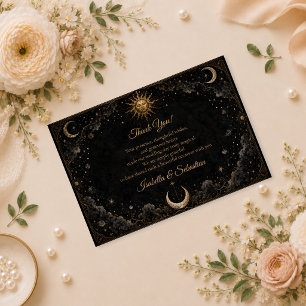 Gothic Celestial Sun Moon Wedding Thank You Card