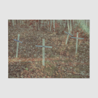 Gothic Cemetery Crosses Brown Autumn Leaves Tissue Paper