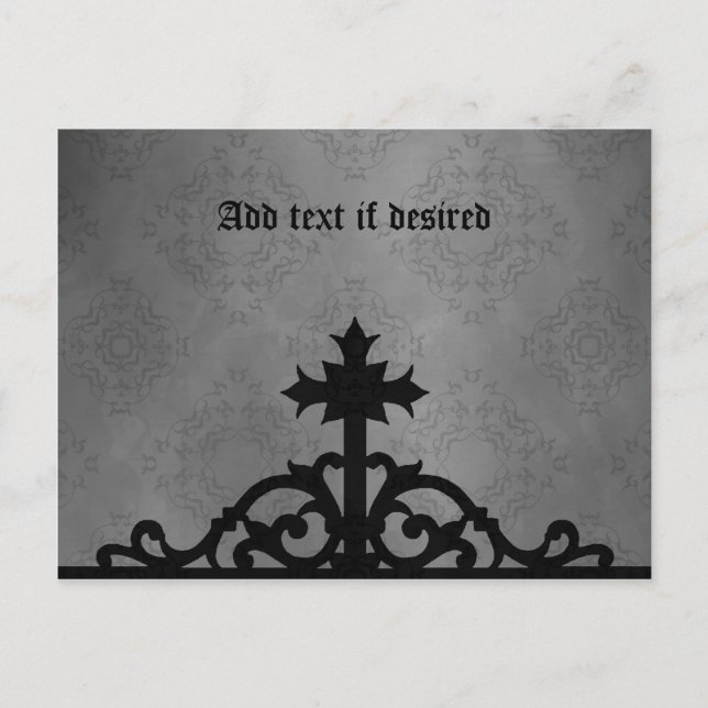 Gothic cemetery gate cross postcard (Front)
