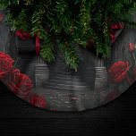 Gothic Cemetery Gazebo with Red Roses at Night Brushed Polyester Tree Skirt<br><div class="desc">90s Grunge, All Grown Up! Rich and sophisticated vampire-chic update to the dark, gothic feel of the early 1990s. With intense deep moody dusky hued colours for a luxurious, dramatic, or edgy palette. This 90s inspired vintage grunge texture features a gorgeous unisex (yet feminine) abstract design that adds perfect pop...</div>
