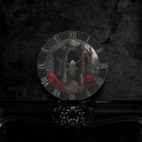Gothic Cemetery Gazebo with Red Roses at Night