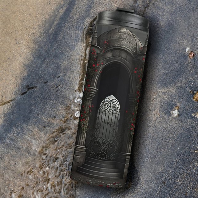 Gothic Cemetery Gazebo with Red Roses at Night Thermal Tumbler (Creator Uploaded)