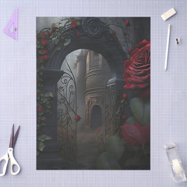 Gothic Cemetery Rose Garden Tissue Paper (Craft)