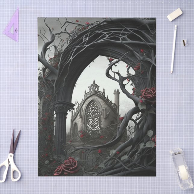 Gothic Cemetery Rose Garden Tissue Paper (Craft)