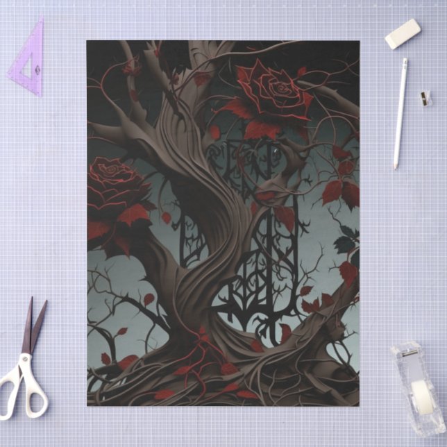 Gothic Cemetery Rose Garden Tissue Paper (Craft)