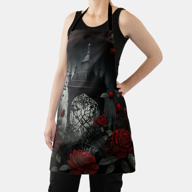 Gothic Cemetery Rose Garden with Red and Black Apron (Insitu)