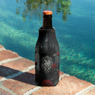 Gothic Cemetery Rose Garden with Red and Black Bottle Cooler