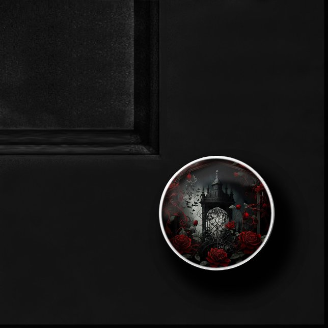 Gothic Cemetery Rose Garden with Red and Black Ceramic Knob (Creator Uploaded)