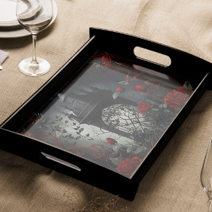 Gothic Cemetery Rose Garden with Red and Black Tissue Paper