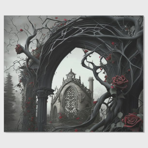 Gothic Cemetery Rose Garden Wrapping Paper