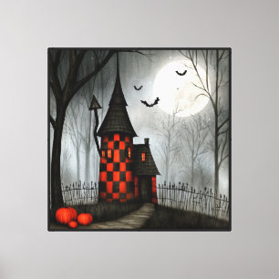 Gothic Checkerboard Halloween Tower Canvas Print