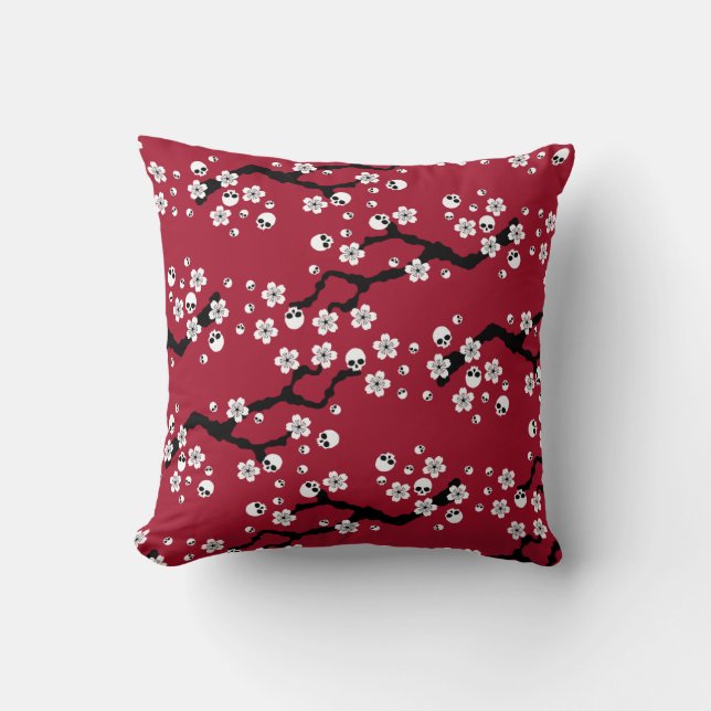 Gothic Cherry Blossoms Cushion (Front)