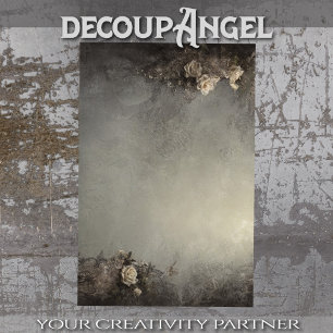 Gothic Chic Background with White Roses  Decoupage Tissue Paper