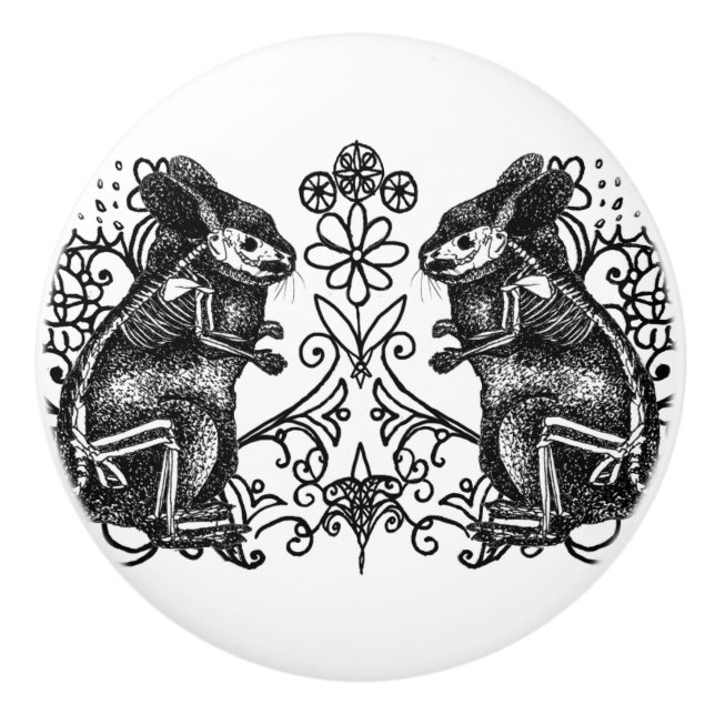 Gothic Chinchilla Anatomy Ceramic Knob (Front)