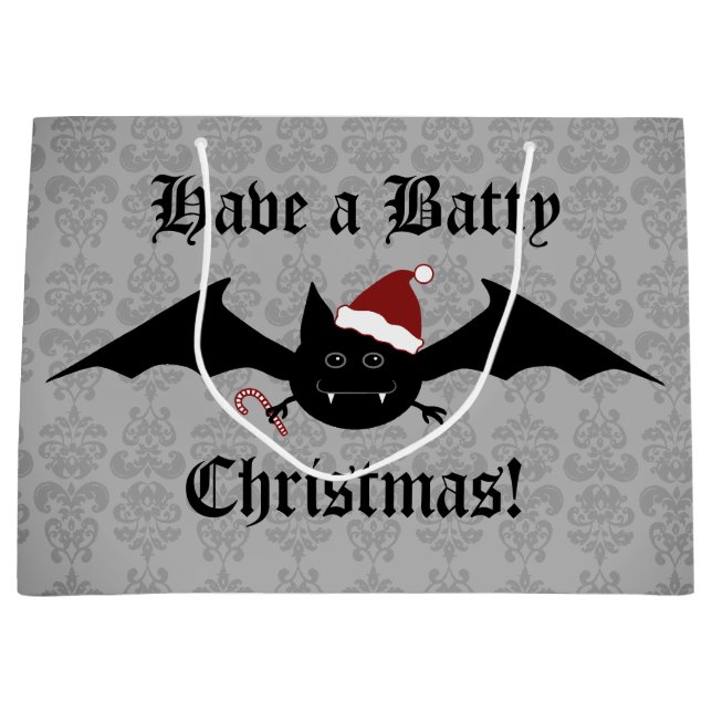 Gothic Christmas bat festive Large Gift Bag (Front)