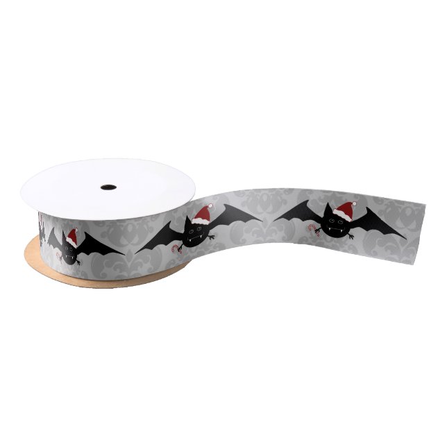 Gothic Christmas bats festive pattern Satin Ribbon (Spool)