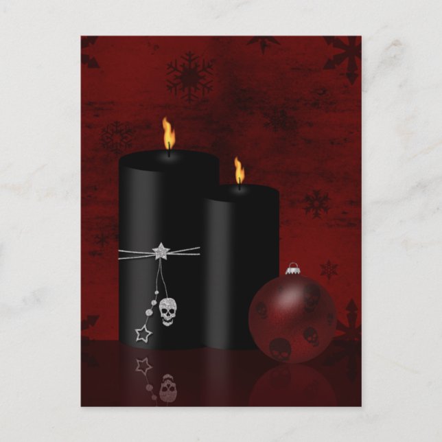 Gothic Christmas Candles Ornament Holiday Postcard (Front)