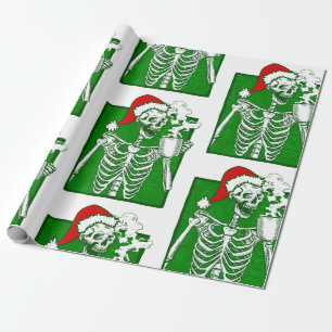 gothic christmas coffee skeleton horror  wrapping paper