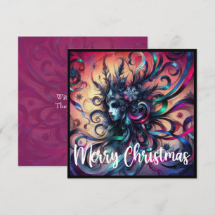 Gothic Christmas Dark Goth Ribbons Ice Crystals  Holiday Card