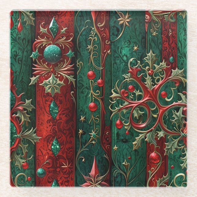 Gothic Christmas Glass Coaster (Front)