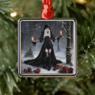Gothic Christmas Metal Tree Decoration