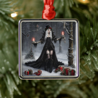 Gothic Christmas Metal Tree Decoration