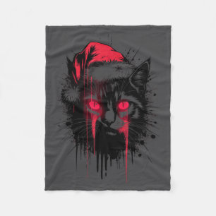 Gothic Christmas Nge Horror Cat Santa Hat Witchy X Fleece Blanket