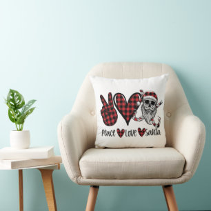 Gothic Christmas   Peace Love and Santa Skull Cushion