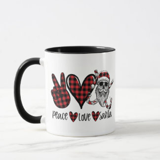 Gothic Christmas | Peace Love and Santa Skull Mug