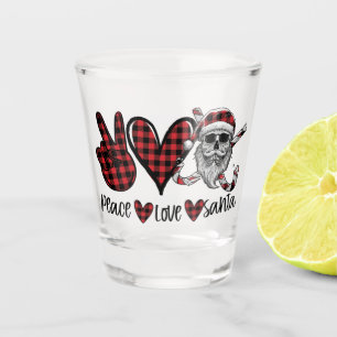 Gothic Christmas Peace Love and Santa Skull Shot Glass