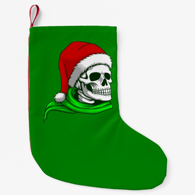 gothic christmas santa skull skeleton small christmas stocking (Front)