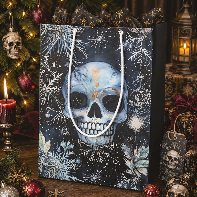 Gothic Christmas Skull Creepmas Medium Gift Bag (Creator Uploaded)