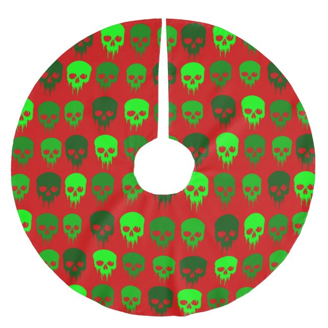 gothic christmas skull skeleton brushed polyester tree skirt (Front)