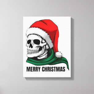 Gothic Christmas Skull with Santa Hat – Alternativ Canvas Print