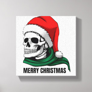 Gothic Christmas Skull with Santa Hat – Alternativ Canvas Print