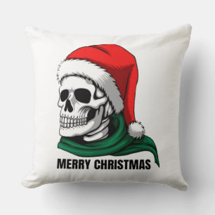 Gothic Christmas Skull with Santa Hat – Alternativ Cushion