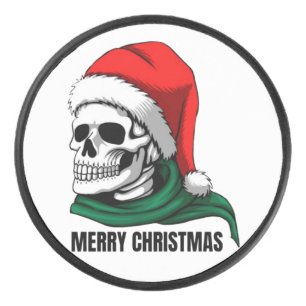 Gothic Christmas Skull with Santa Hat – Alternativ Hockey Puck