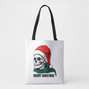 Gothic Christmas Skull with Santa Hat – Alternativ Tote Bag
