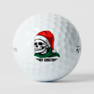Gothic Christmas Skull with Santa Hat Golf Balls