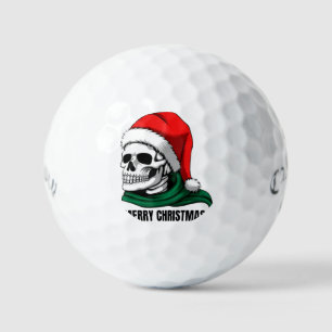 Gothic Christmas Skull with Santa Hat Golf Balls
