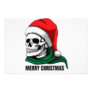 Gothic Christmas Skull with Santa Hat Photo Print