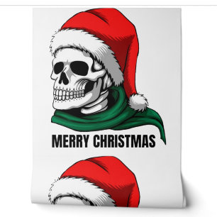 Gothic Christmas Skull with Santa Hat Wallpaper
