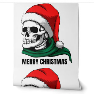 Gothic Christmas Skull with Santa Hat Wallpaper