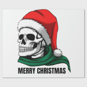 Gothic Christmas Skull with Santa Hat Wrapping Paper