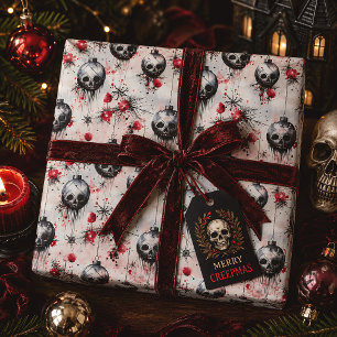 Gothic Christmas Skulls Creepmas Wrapping Paper