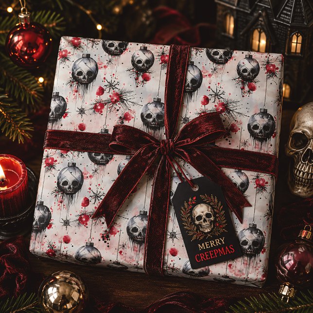 Gothic Christmas Skulls Creepmas Wrapping Paper (Creator Uploaded)