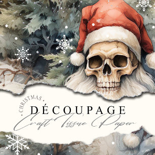 Gothic Christmas Skulls Red Santa Hats Holiday Tissue Paper