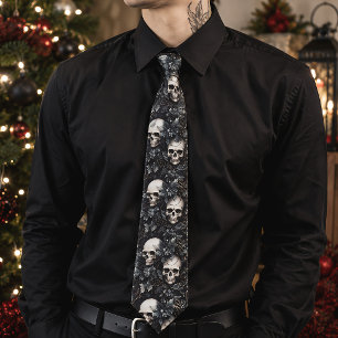 Gothic Christmas Skulls Spooky Tie