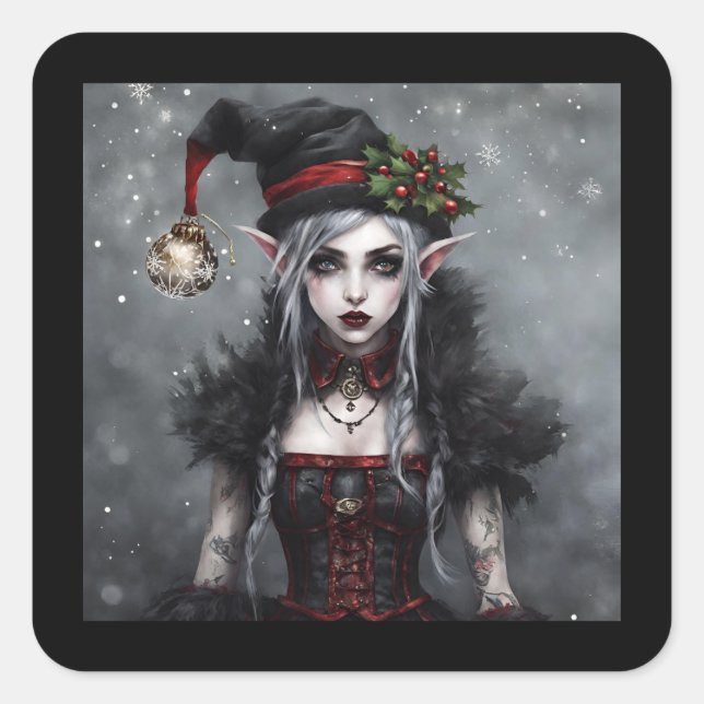 Gothic Christmas Square Sticker (Front)