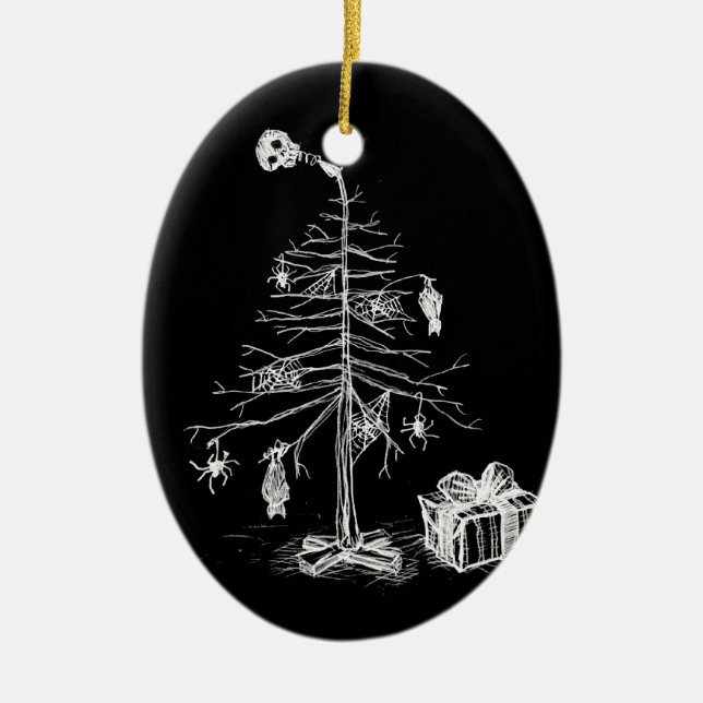 Gothic Christmas Tree Ceramic Tree Decoration (Front)